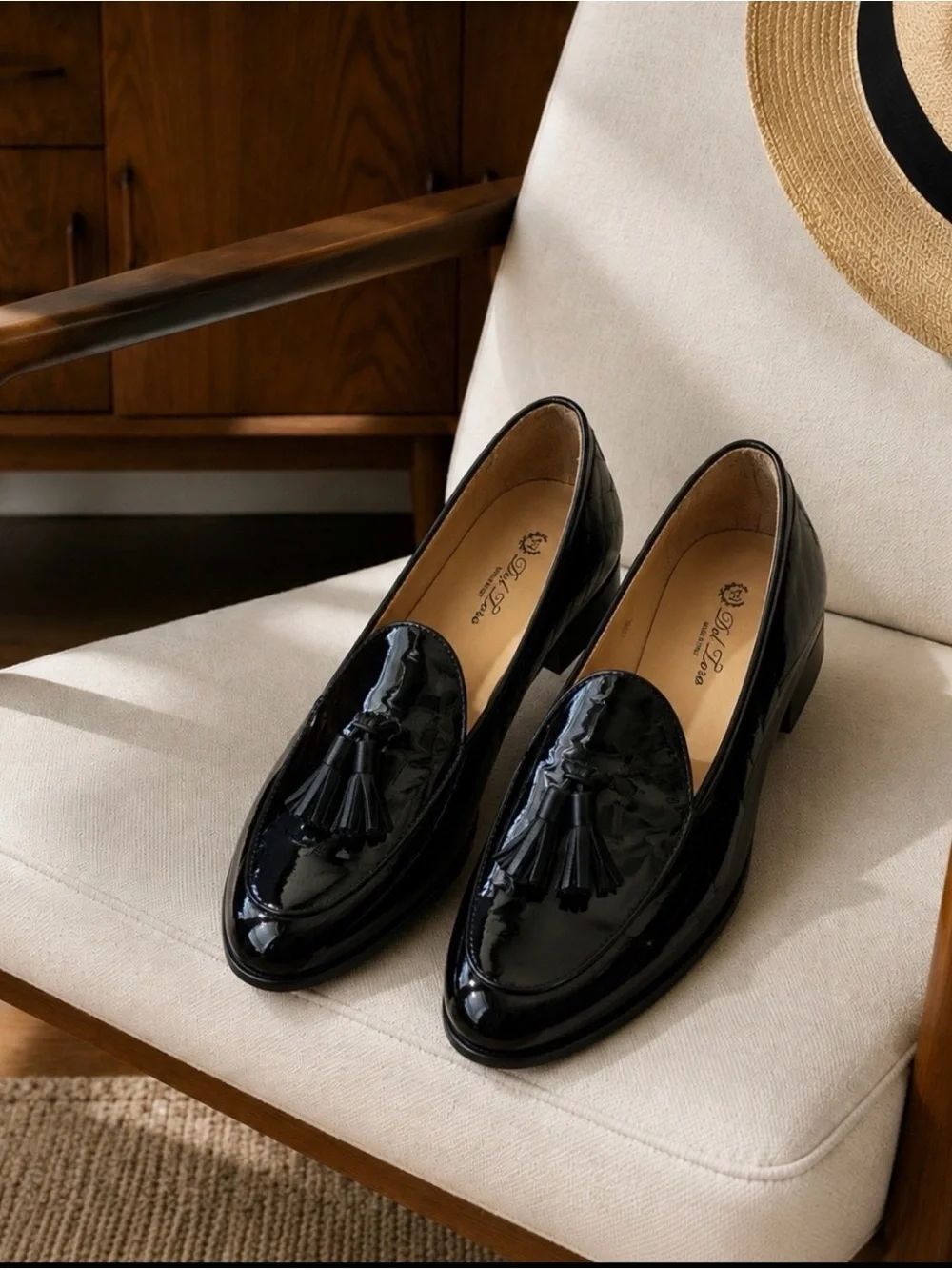 Del Toro Classic Black Patent Leather Tassel Loafers~like New ~ Size 10M